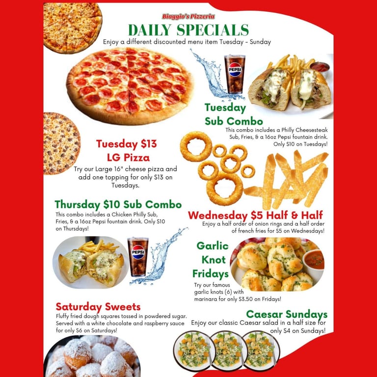 Daily Specials Tuesday - Sunday